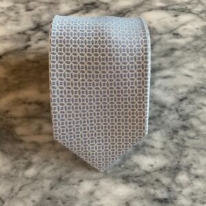 GIANNI Italy Men's 100% Silk Light Blue Jacquard Geometric Necktie~3.25"‎ J120
